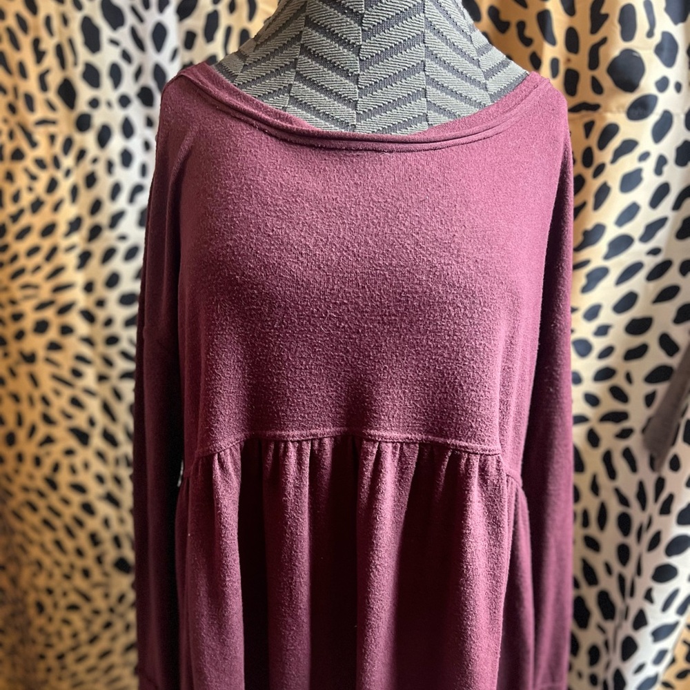 Free People light burgundy purple babydoll sweater size M